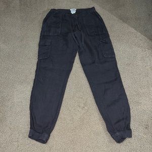 Nicole Miller 100% Linen Pants Dark Gray size Small Jogger Cargo Pants